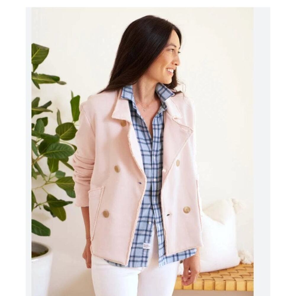 FRANK & EILEEN Sz M Medium Pale Pink Mini Belfast Trench Coat Jacket